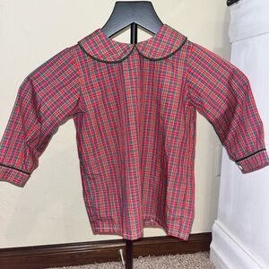 Petter Pan Collar Blouse Size 3t Red And Green Christmas Top boutique